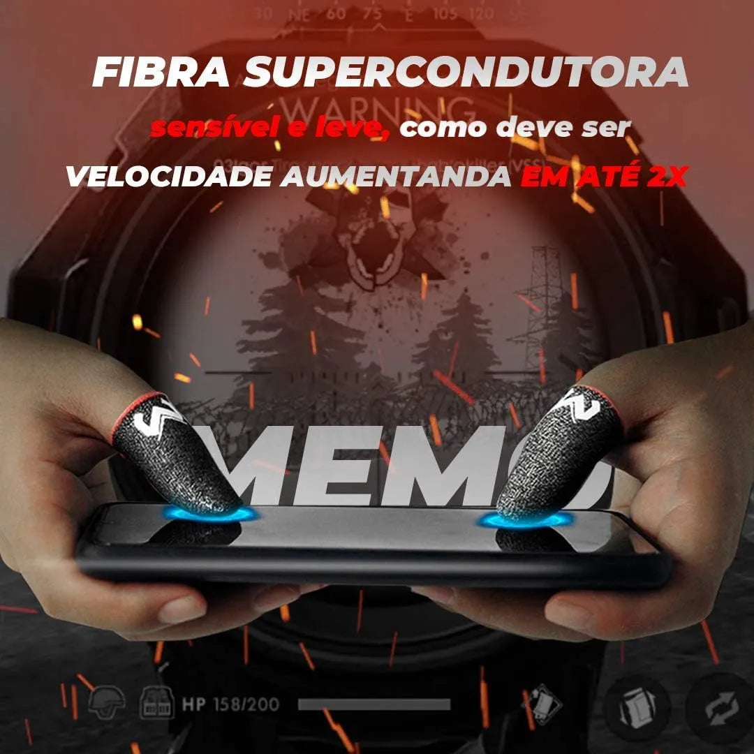 Luva Gamer Dedo Celular MEMO Fibra de Prata - ORIGINAL