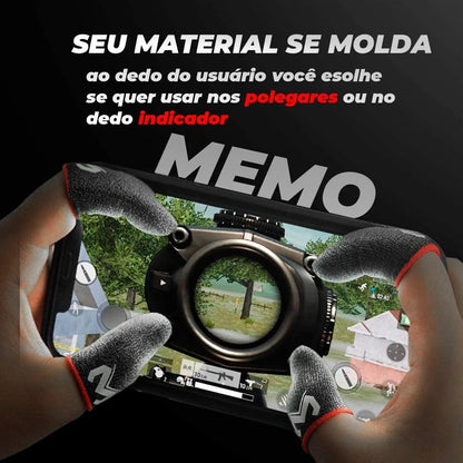 Luva Gamer Dedo Celular MEMO Fibra de Prata - ORIGINAL