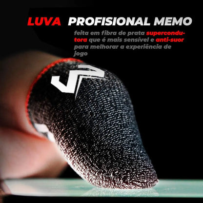 Luva Gamer Dedo Celular MEMO Fibra de Prata - ORIGINAL